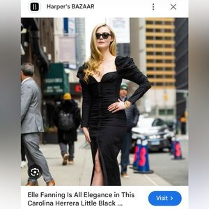 Carolina Herrera Black Ruched Cotton Dress